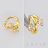 DOUBLE CZ HEART TWIST ROW SEPTUM CLICKER RING 316L SURGICAL STEEL